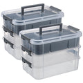 JUXYES 3Tiers Plastic Stack Carry Storage Containers Box wih Handle Lids