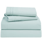 Clara Clark Bed Sheets, Premier 1800 Series 4 Piece Bed Sheet Set, Deep Pocket, Wrinkle, Fade, Stain Resistant, Luxury Soft Bedding Sheets & Pillowcases, Queen, Light Blue Aqua