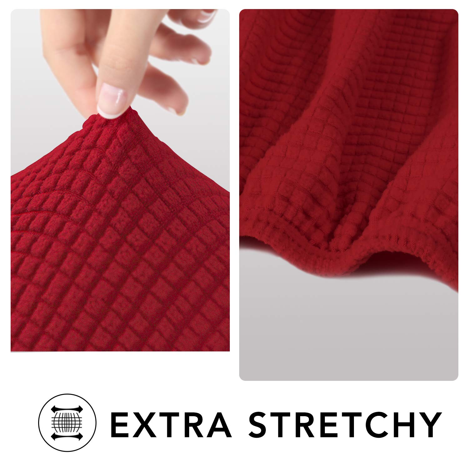 Purefit Stretch Oversized Sofa Slipcover – Spandex Jacquard Non Slip Soft Couch Sofa Cover, Washable Furniture Protector With Non Skid Foam And Elastic Bottom For Kids (Oversized Sofa, Red)