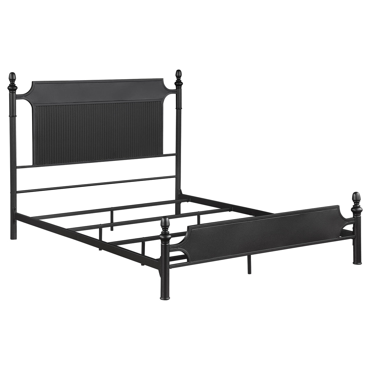 Coaster Home Furnishings Cameron Traditional Metal Queen Size Panel Bed Frame 52-inch Headboard Black 360321Q