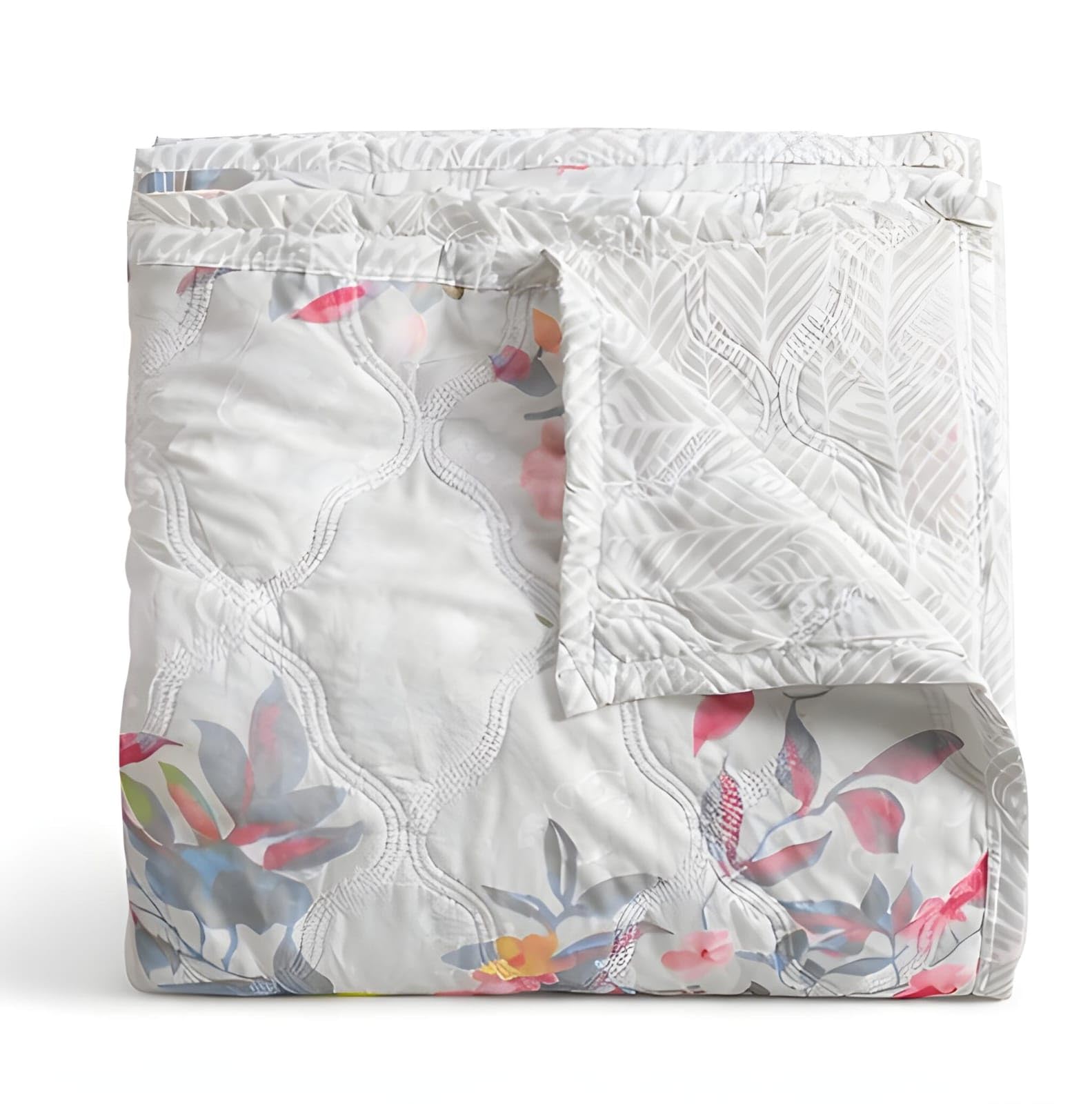 Gtftyf Ac Comforter Cotton Microfibre Reversible Blanket, Soft Breathable, Floral Print, For Summer And Winter (Gray, Single)
