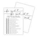 Minimalism Bridal Shower Game Cards, He Said She Said, Double-Sided Wedding Party Game Cards for 30 Guests, Engagement Party Act