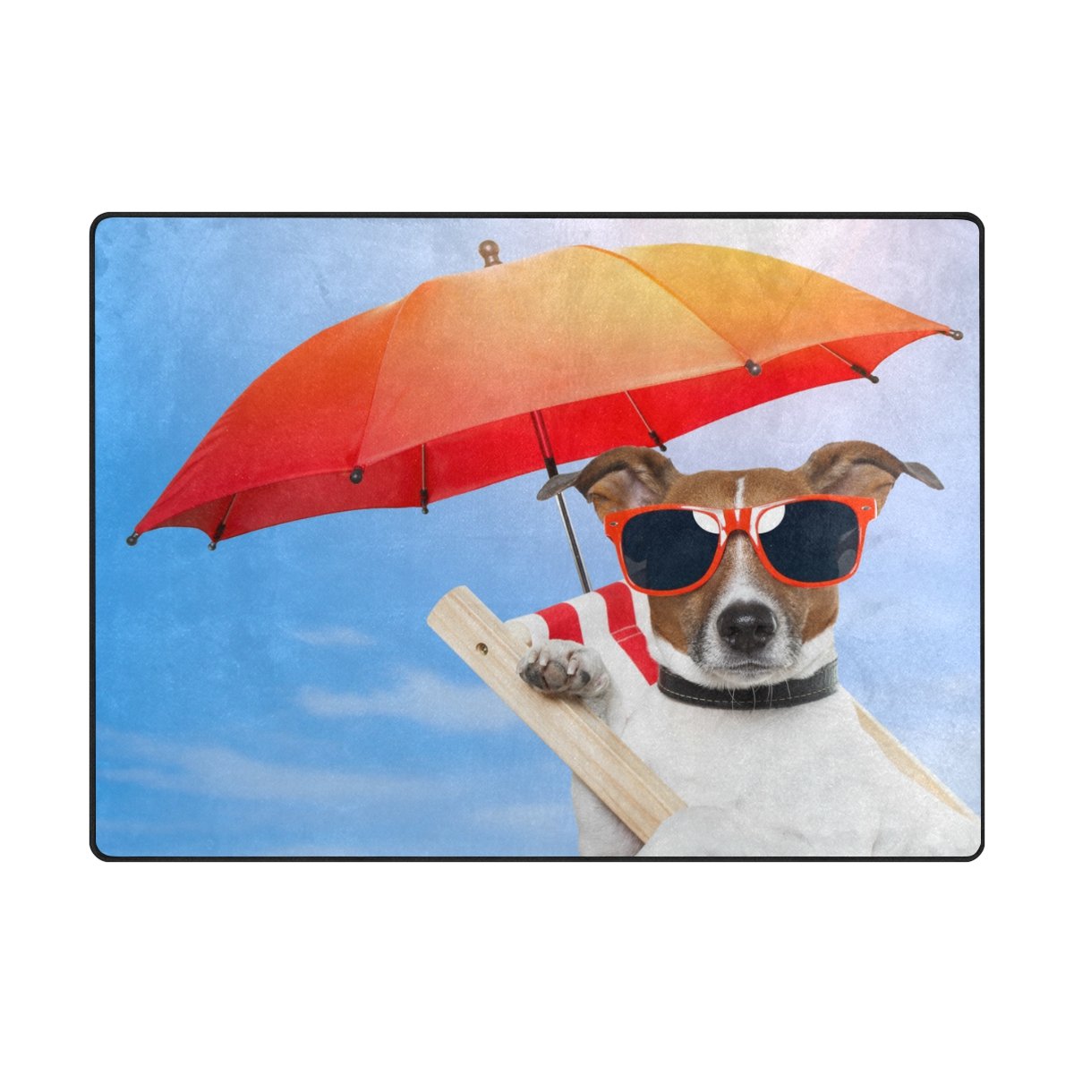 My Little Nest Area Rug Dog With Red Umbrella Lightweight Non-Slip Soft Mat 4'10&quot; X 6'8&quot;, Memory Sponge Indoor Outdoor Decor Carpet For Living Dining Room Bedroom Office Kitchen