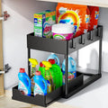 Jorunb Under Sink Organizer, 2 Tier Bathroom Cabinet Organizer With Sliding Basket, MultiPurpose Under Sink Organizers And Stor