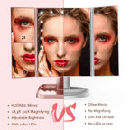 Huonul Makeup Mirror, 10X3X2X Magnification, Lighted, Touch Control, Trifold, Dual Power Supply, Portable Led, Women Gift