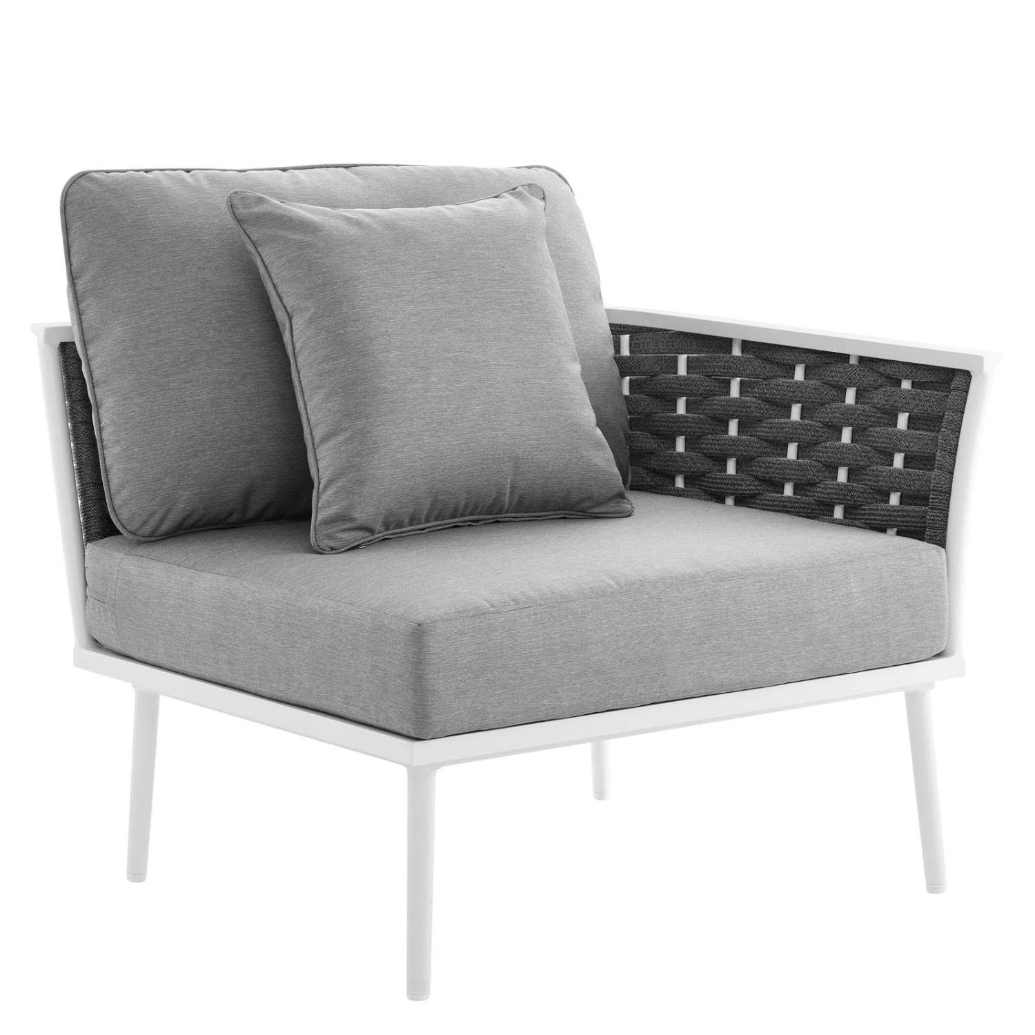 Modway Stance Modern Fabric & Aluminum Outdoor Right-Facing Armchair in Gray