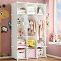 deijiner Modular Baby Wardrobe Closet, Portable Children Organizers and Storage for Nursery,15 Cubes with Hanging Rods,MultiFun