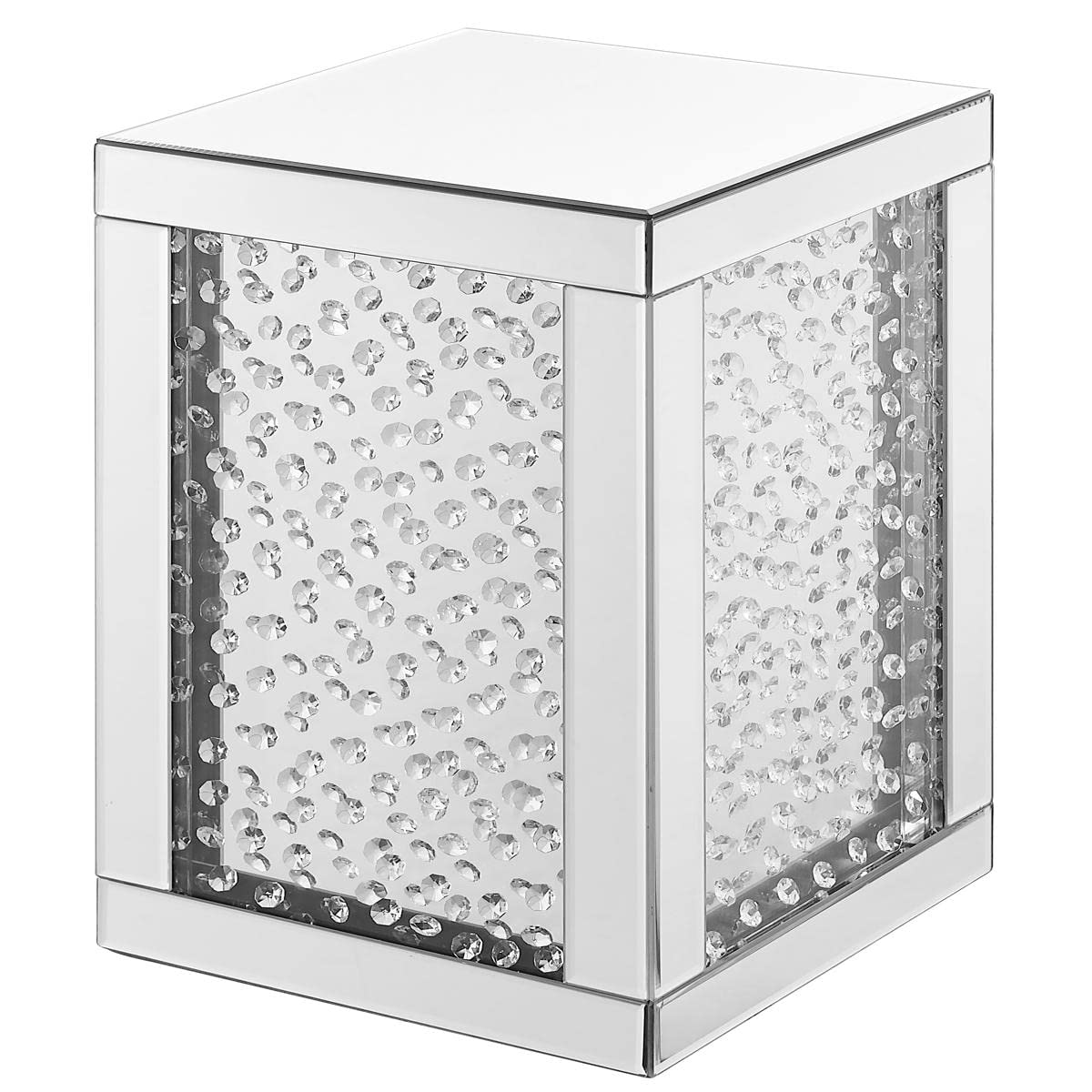 Elegant Decor 12 inch Crystal End Table in Clear Mirror Finish