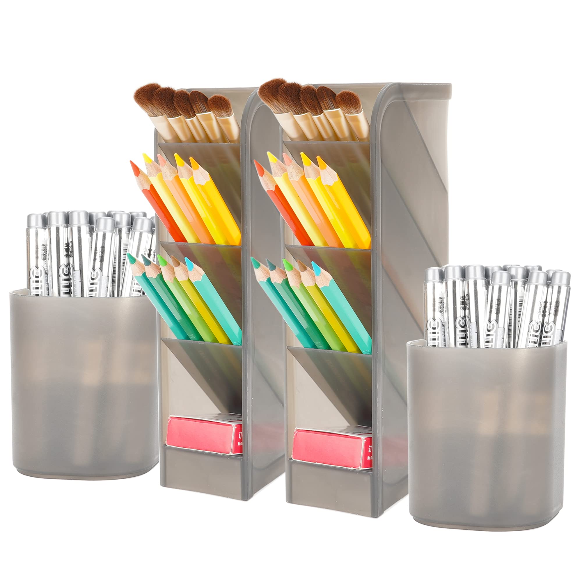 Wellerly 4 Pcs Pen Organizer, Desk Organization, Cute Desk Pencil Markers Cup Holder Storage Box Set Multi-Functional Stationary