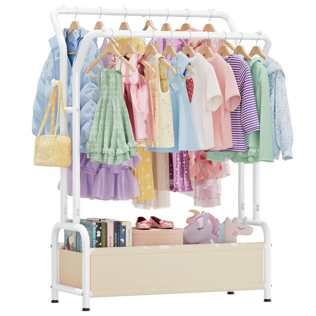 Kids Clothing Racks for Hanging Clothes Toddler Dress Up Rack Double Rods