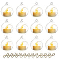12 Pcs Mini Hanging Glass Tealight Globe Candle Holder with LED Candles, 2.36in Hanging Glass Globes, Hanging Glass Terrarium Gl