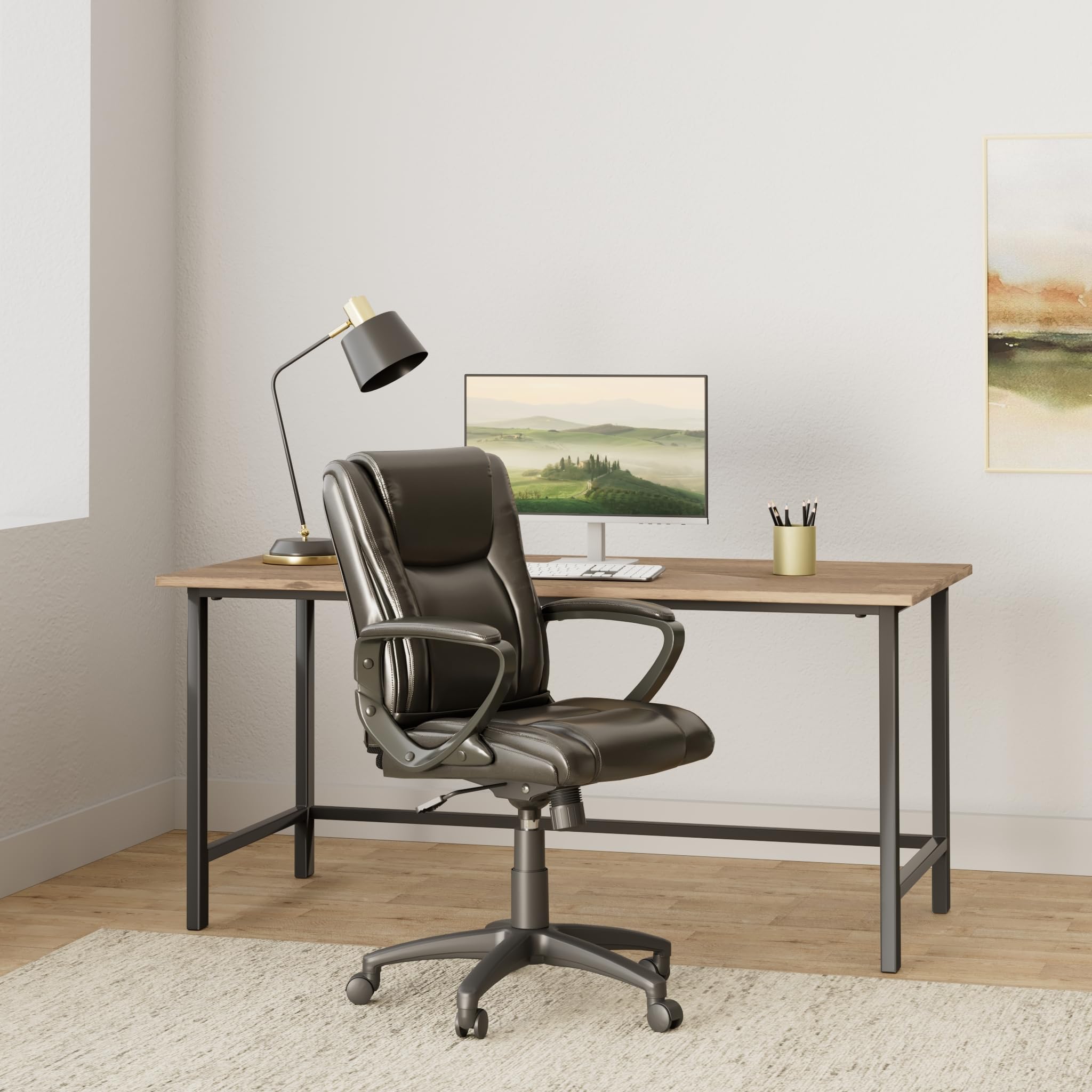 Lorell Soho High-Back Black Leather Chair