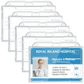 Teskyer Hard Plastic Badge Holder, Clear Id Badge Name Card Holder With Easy Access Thumb Slot, Holding 2 Cards, Horizontal Styl
