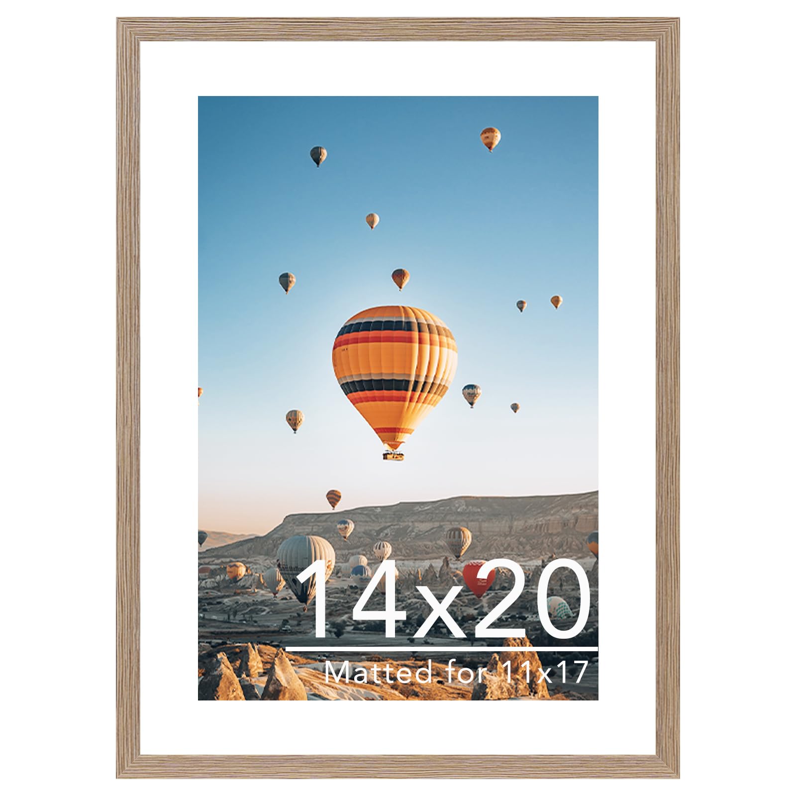 JCJMY 14x20 Picture Frame with 11x17 Mat, Display Photo 11x17 with Mat or 14 x 20 Without Mat, Wall Hanging Large 14 by 20 Poste