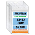 Sanjuguan 50-Pack Vertical Clear Pvc Id Badge Holders With Waterproof Resealable Zip - Fits 2.5' X 3.7' Badge Record Id Cards