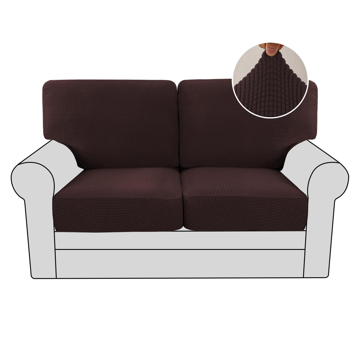 H.VERSAILTEX 2024 New Trend Multi-Pieces Loveseat Covers for 2 Cushion Couch High Stretch Couch Cushion Covers Jacquard Textured