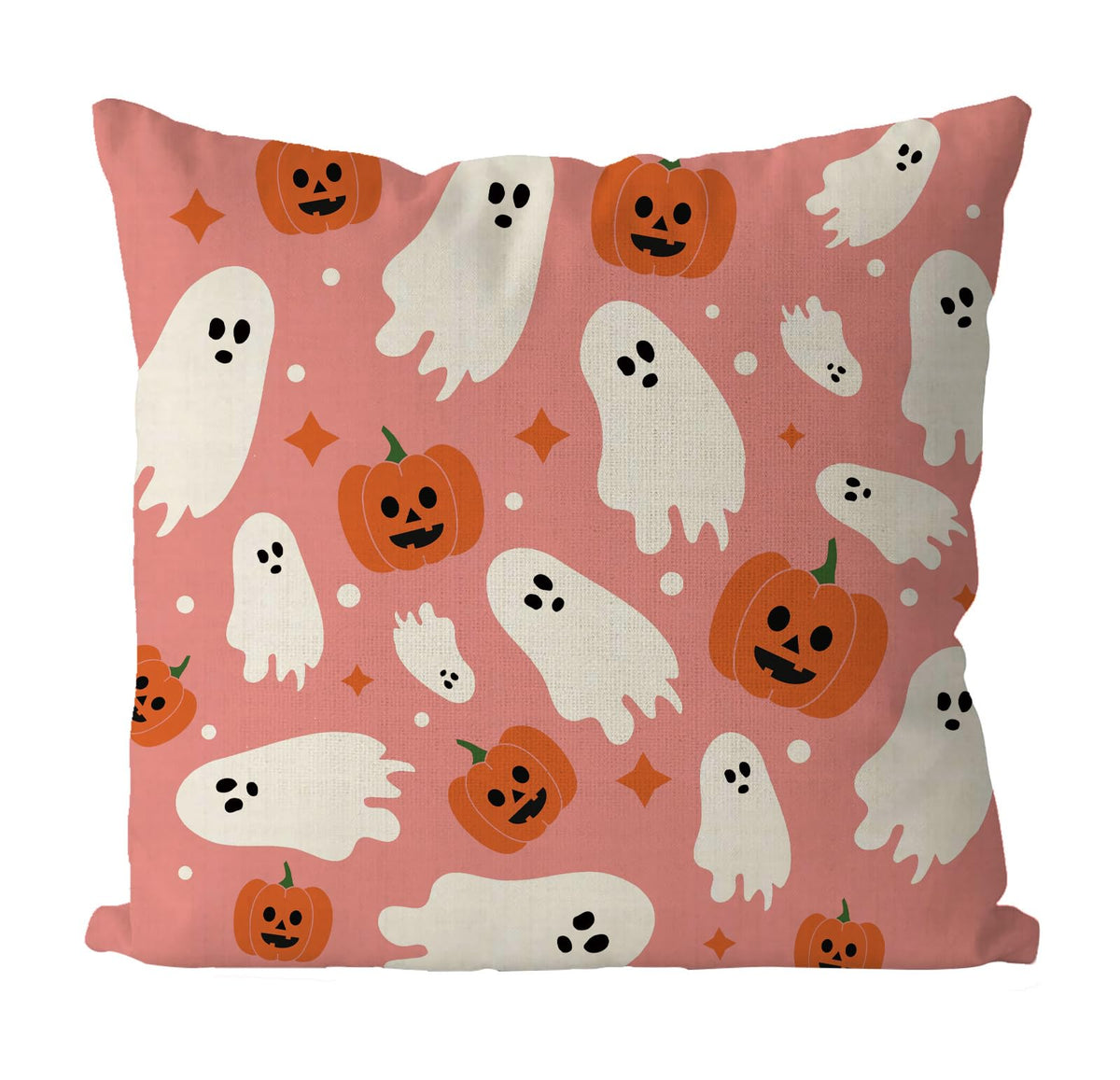 Halloween Pillow Covers 20X20 Inch Ghost Pumpkins Pink Linen Pillowcase Holiday Farmhouse Throw Pillows Indoor Outdoor Couch Cus