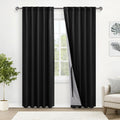 Xwzo 100% Blackout Curtains With Tiebacks- Rod Pocket & Back Tab Privacy Protection, Energy Efficiency Window Draperies With Bla