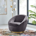 Modway Buttercup Velvet Swivel Chair With Gold Gray Finish Eei-5005-Gld-Gry
