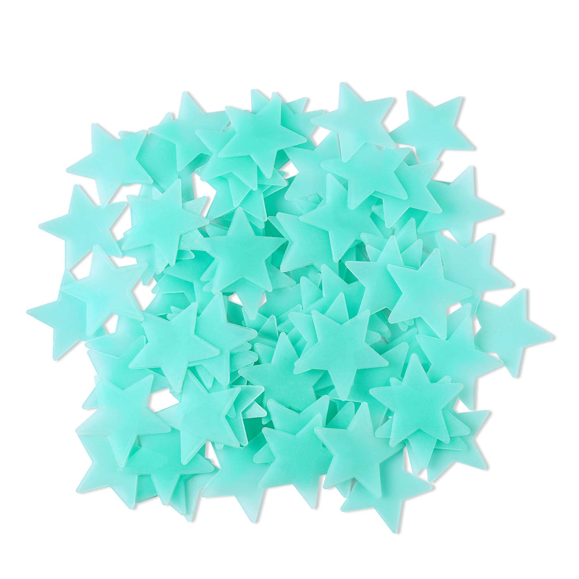 AM AMAONM 100 Pcs Blue Glow in The Dark Luminous Stars Fluorescent Noctilucent Plastic Wall Stickers Murals Decals for Home Art 
