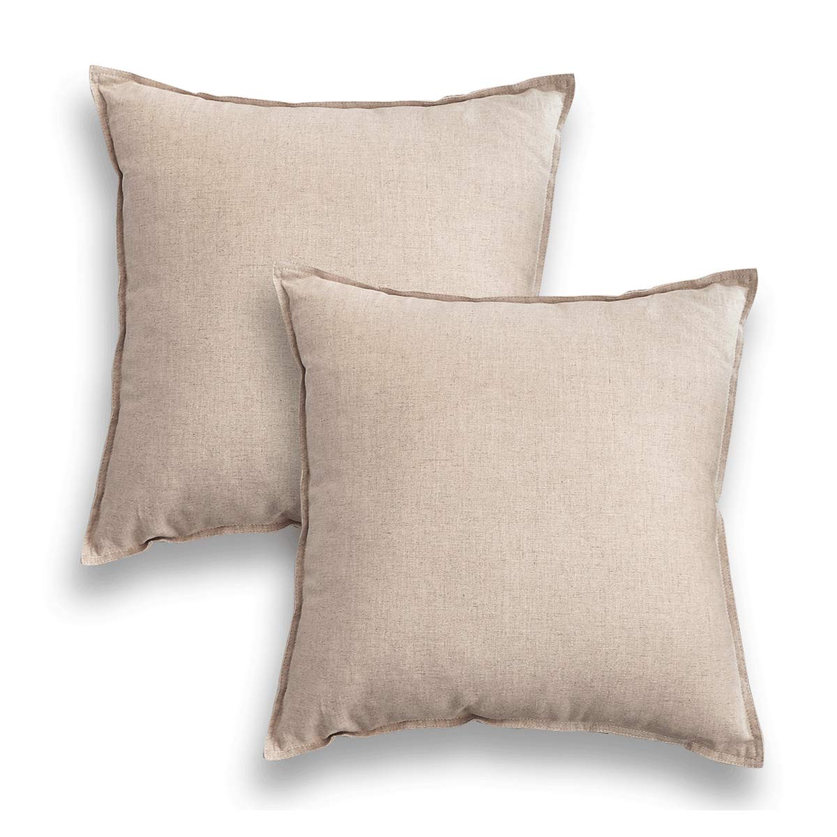 Jeanerlor Solid Natural Cotton Linen Decoration 18X18 Throw Pillow Sham Cushion Case Soft Pillow Cover Delicate Decorative Pillo