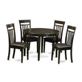 East West Furniture BOCA5-CAP-LC 5 Piece Dining Room Table Set Includes a Round Wooden Table and 4 Faux Leather Kitchen Dining Chairs, 42x42 Inch, Cappuccino