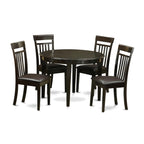 East West Furniture BOCA5-CAP-LC 5 Piece Dining Room Table Set Includes a Round Wooden Table and 4 Faux Leather Kitchen Dining Chairs, 42x42 Inch, Cappuccino