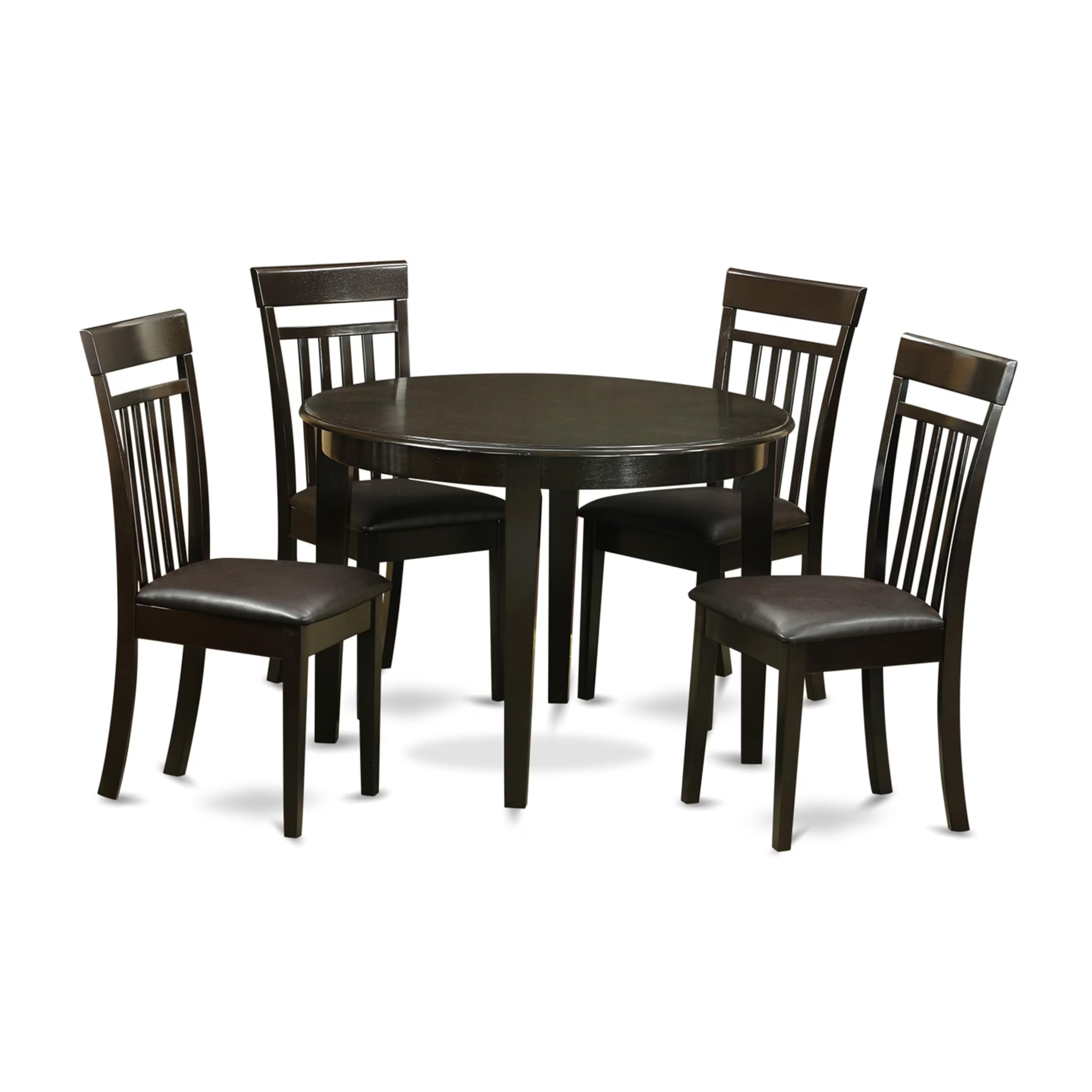 East West Furniture BOCA5-CAP-LC 5 Piece Dining Room Table Set Includes a Round Wooden Table and 4 Faux Leather Kitchen Dining Chairs, 42x42 Inch, Cappuccino