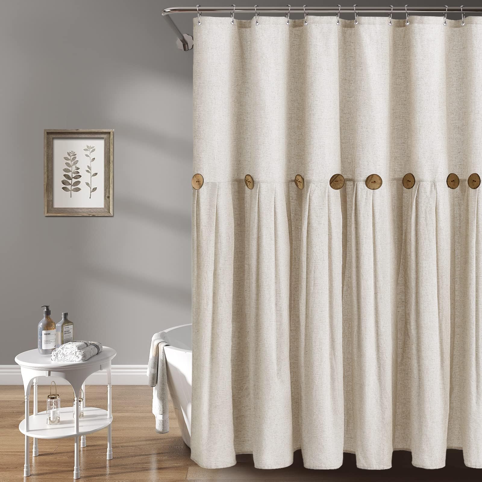 Awellife Extra Long Shower Curtain For Bathroom 84 Inch Shower Curtain Linen And Cotton Woven Fabric Country Rustic Style Shower Curtain Set Natural Farmhouse
