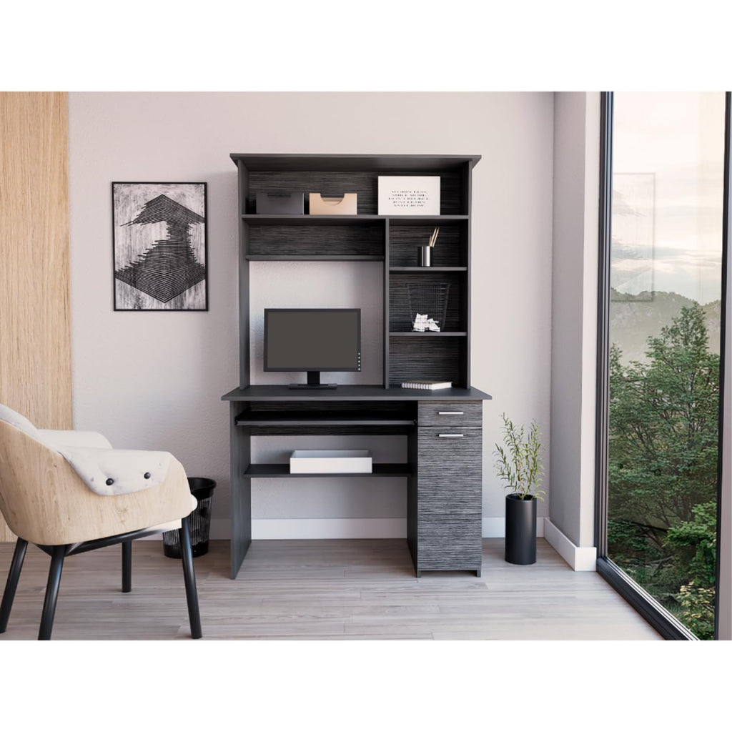 Xalo 180 Compu Hutch Desk-Grey Oak