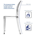 Modway Casper 19" Modern Plastic Dining Side Chair In Clear Finish
