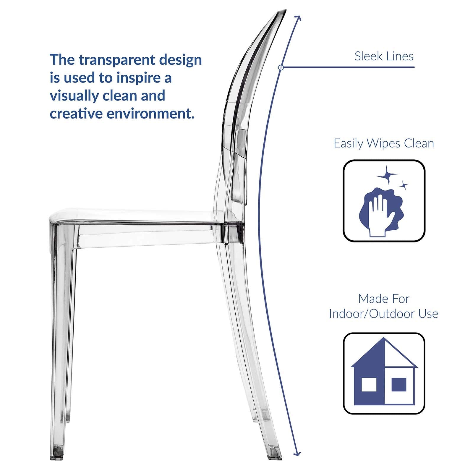 Modway Casper 19" Modern Plastic Dining Side Chair In Clear Finish