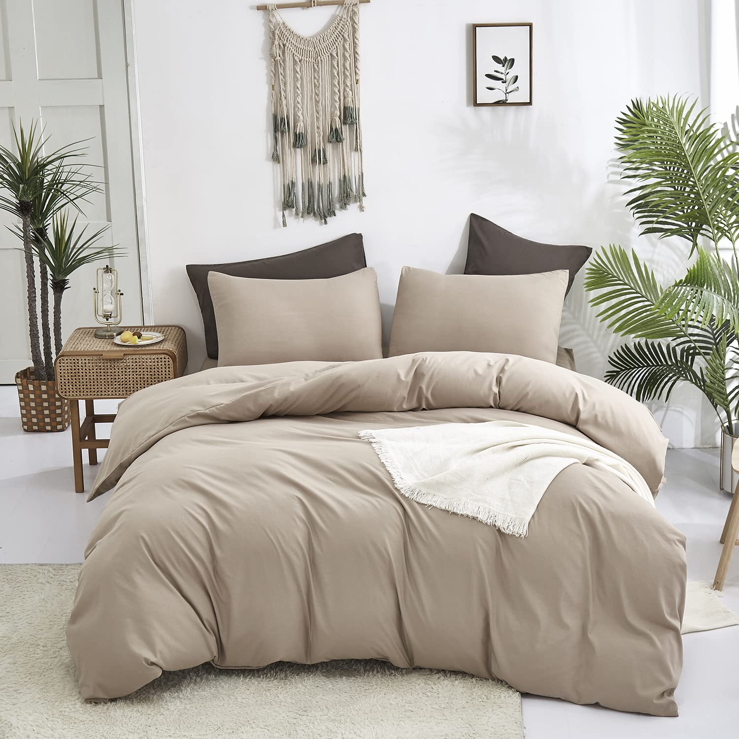 Karever Deep Champagne Comforter Set Twin Cream Coffee Bedding Set Solid Champagne Comforter Set Twin Women Soft Champagne Beddi