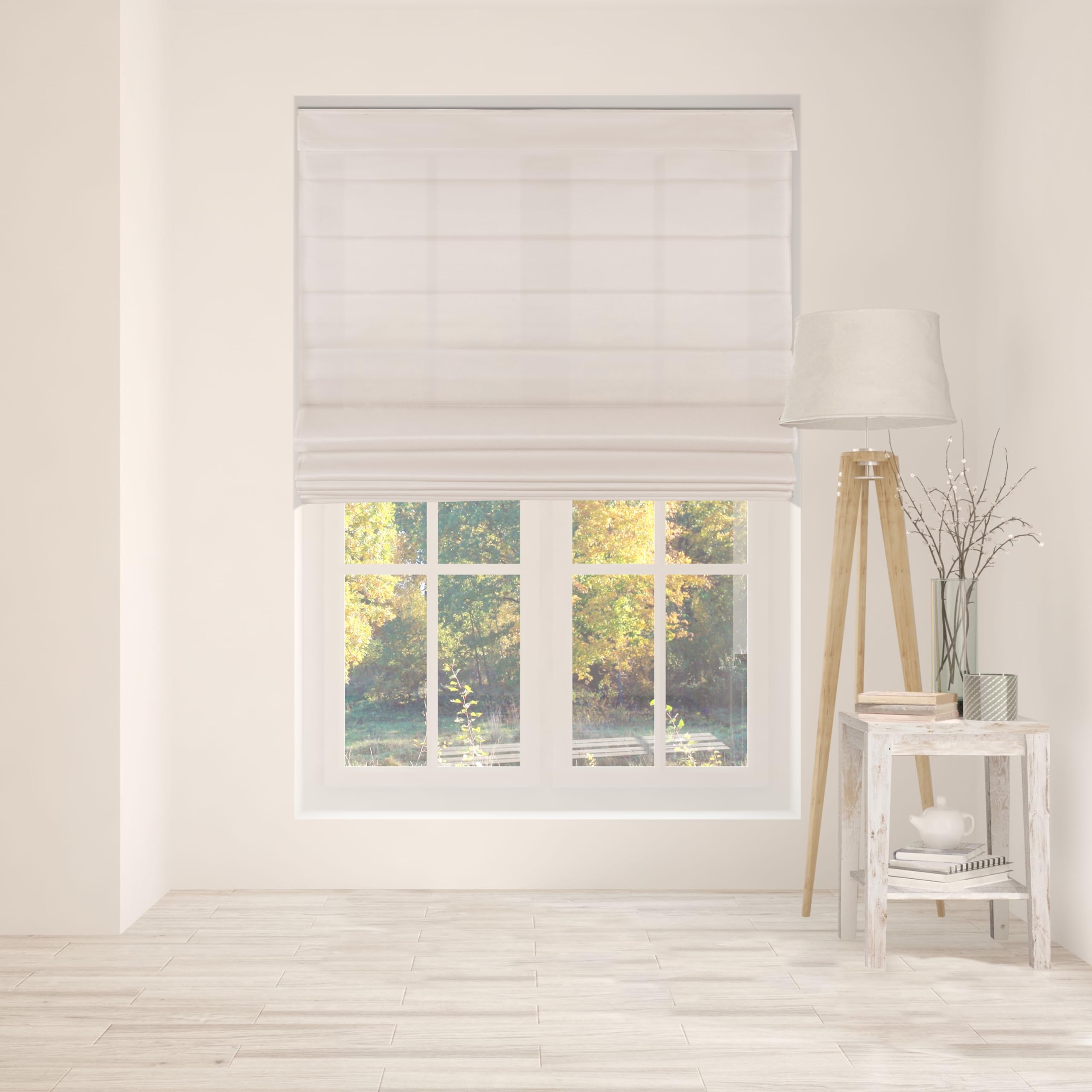 Arlo Blinds Cordless Fabric Roman Shades Light Filtering Window Blinds, Color: Pebble Beach, Size: 34.5 W x 48 H