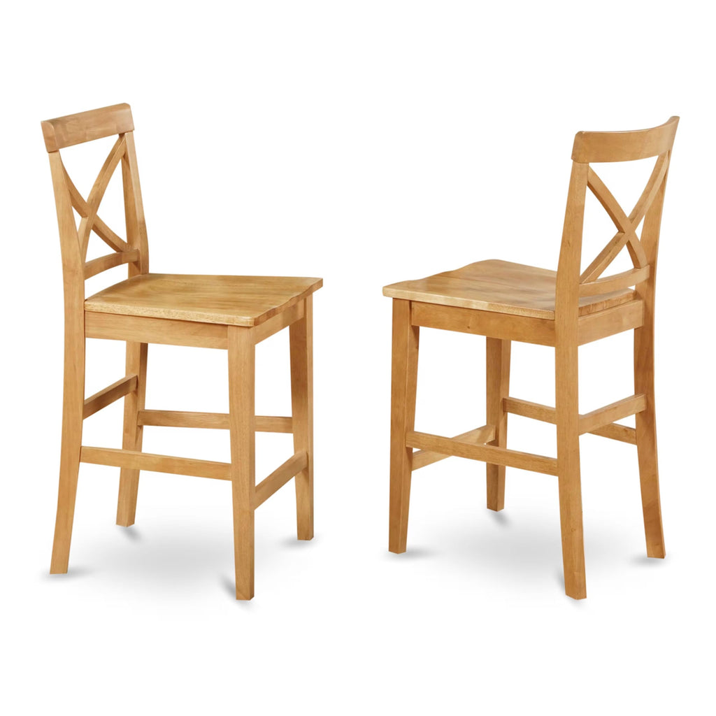 East West Furniture CAPU7H-OAK-W 7 Piece Kitchen Counter Height Dining Table Set Consist of a Rectangle Dining Room Table and 6 Wooden Seat Chairs, 36x60 Inch, Oak