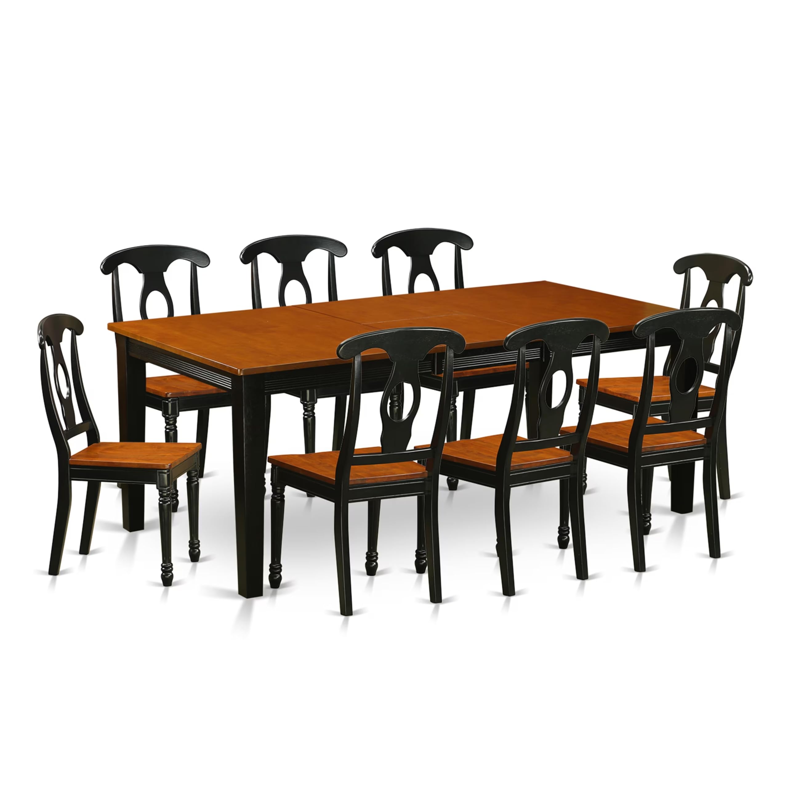 East West Furniture QUKE9-BCH-W 9 Piece Dining Room Furniture Set Includes a Rectangle Kitchen Table with Butterfly Leaf and 8 Dining Chairs, 40x78 Inch, Black & Cherry
