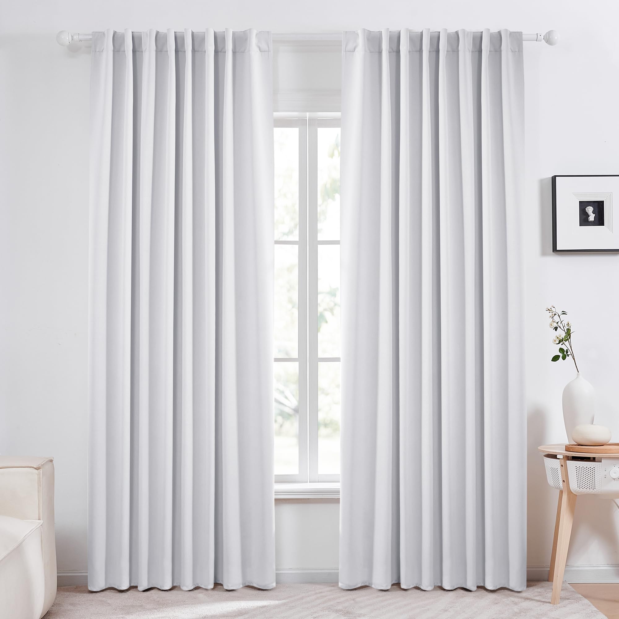 Deconovo Blackout Curtains – Room Darkening, Noise-Reducing, Thermal Insulated – Energy-Efficient Window Treatment For Bedroom, Living Room & Home Office – 2 Panels, Star White, 70W X 95L Inch