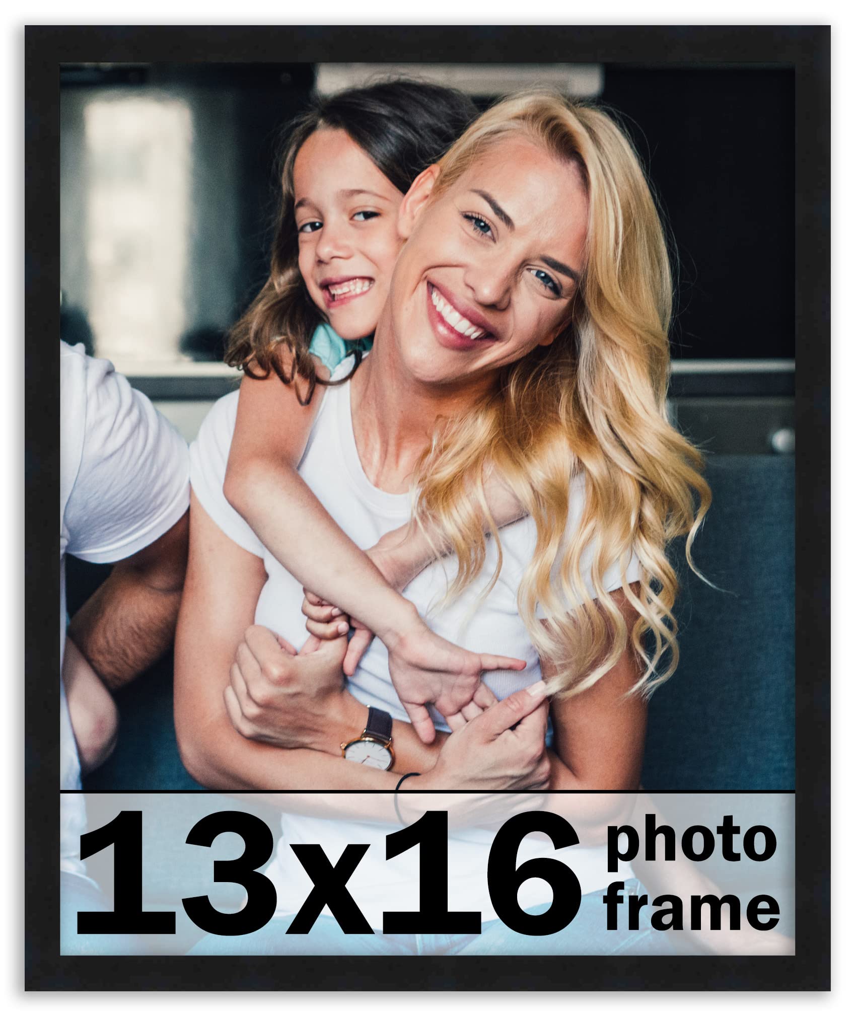 CountryArtHouse 13x16 Frame Black Solid Pine Wood Picture Frame Includes UV Acrylic Plexiglass, Acid Free Foam Backing Board and