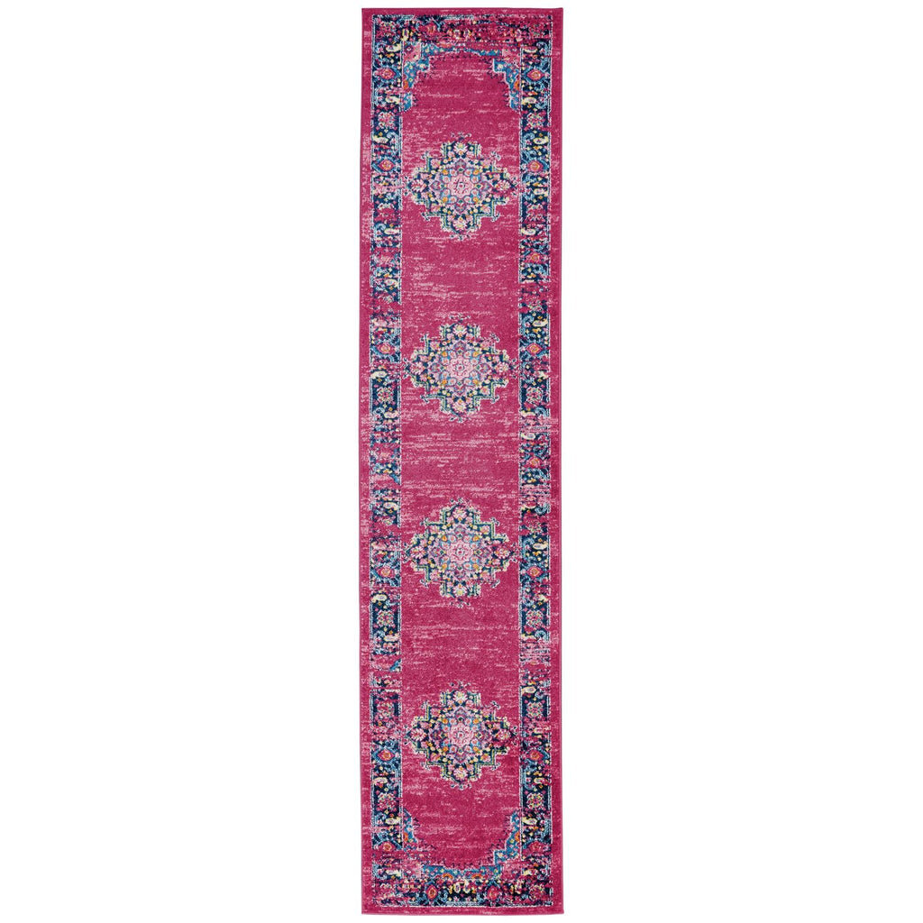 Nourison Passion Fuchsia 2'2' X 10' Area Rug, Boho, Traditional, Easy Cleaning, Non Shedding, Bed Room, Living Room, Hallway, (10' Runner)