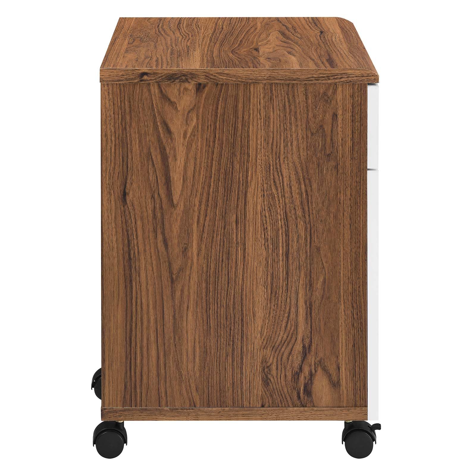 Modway Envision Modern Wood & Plastic File Cabinet In White/Walnut