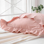 Mywinlle Dusty Rose Ruffle Euro Pillow Shams,Shabby 2 Pack Pillow Sham Covers Washed Cotton Pillow Cases (Dusty Pink,26''X26'')