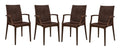 LeisureMod Modern Indoor/Outdoor Home Decorative Furniture Weave Mace Chair (with Arms), Set of 4 - Brown