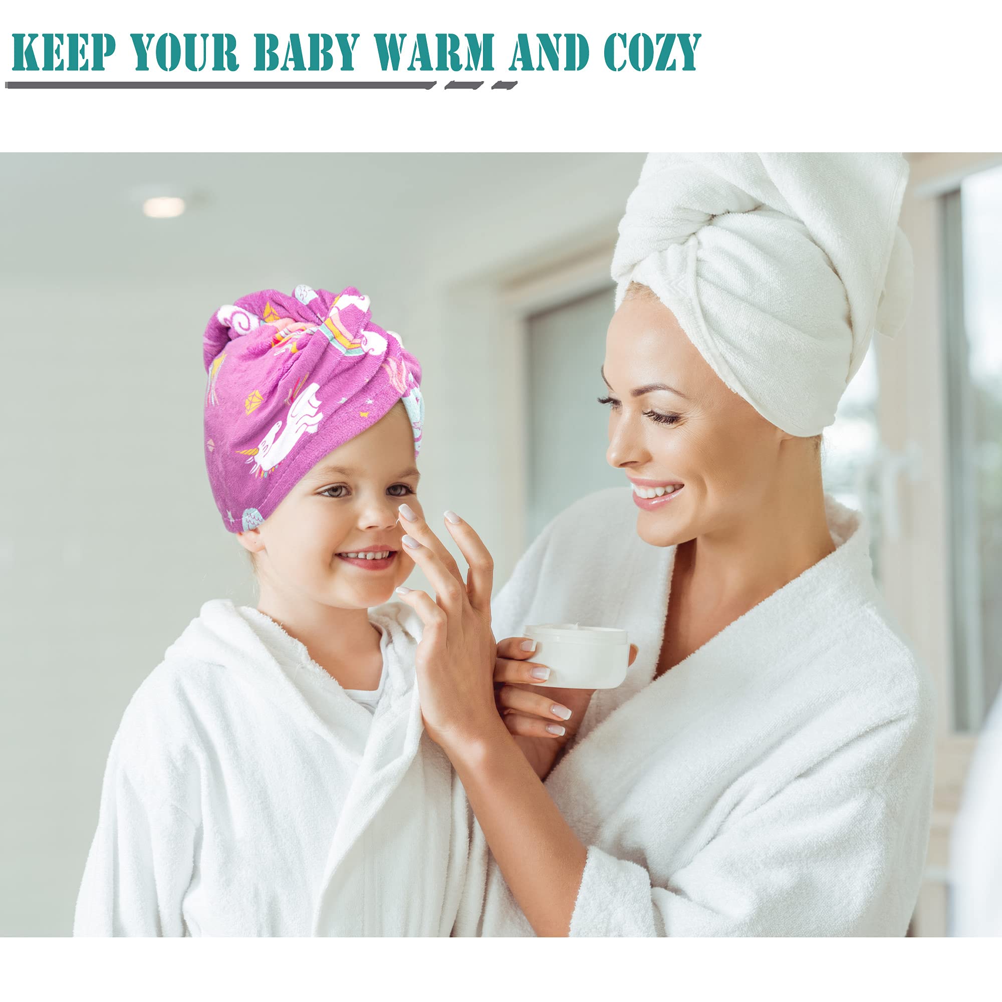 Ellewin Microfiber Hair Drying Towels For Kids, 3 Pack Wet Hair Towel Wrap Turban For Girls Children Women, Quick Dry Twisty Hai