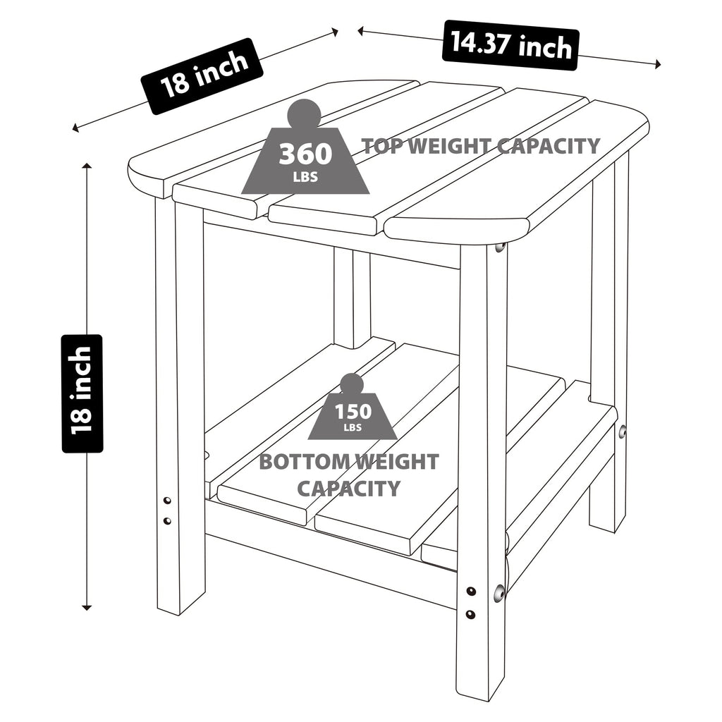Lzrs Double Adirondack Side Table, Outdoor Side Tables, End Tables For Patio, Backyard,Pool, Indoor Companion, Easy Maintenance & Weather Resistant (Navy Blue)