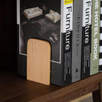 Muso Wood Book Ends For Shelves, Non-Slip Bookends, Heavy Duty Wooden Bookend Support For Books And Movies (Beech 1 Pair)