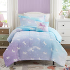 Kaleido Space Kaleidospace Kids Full Comforter Sets For Girls, Glow In The Dark Unicorn Full Size Bedding Sets -4 Pieces Lightwe