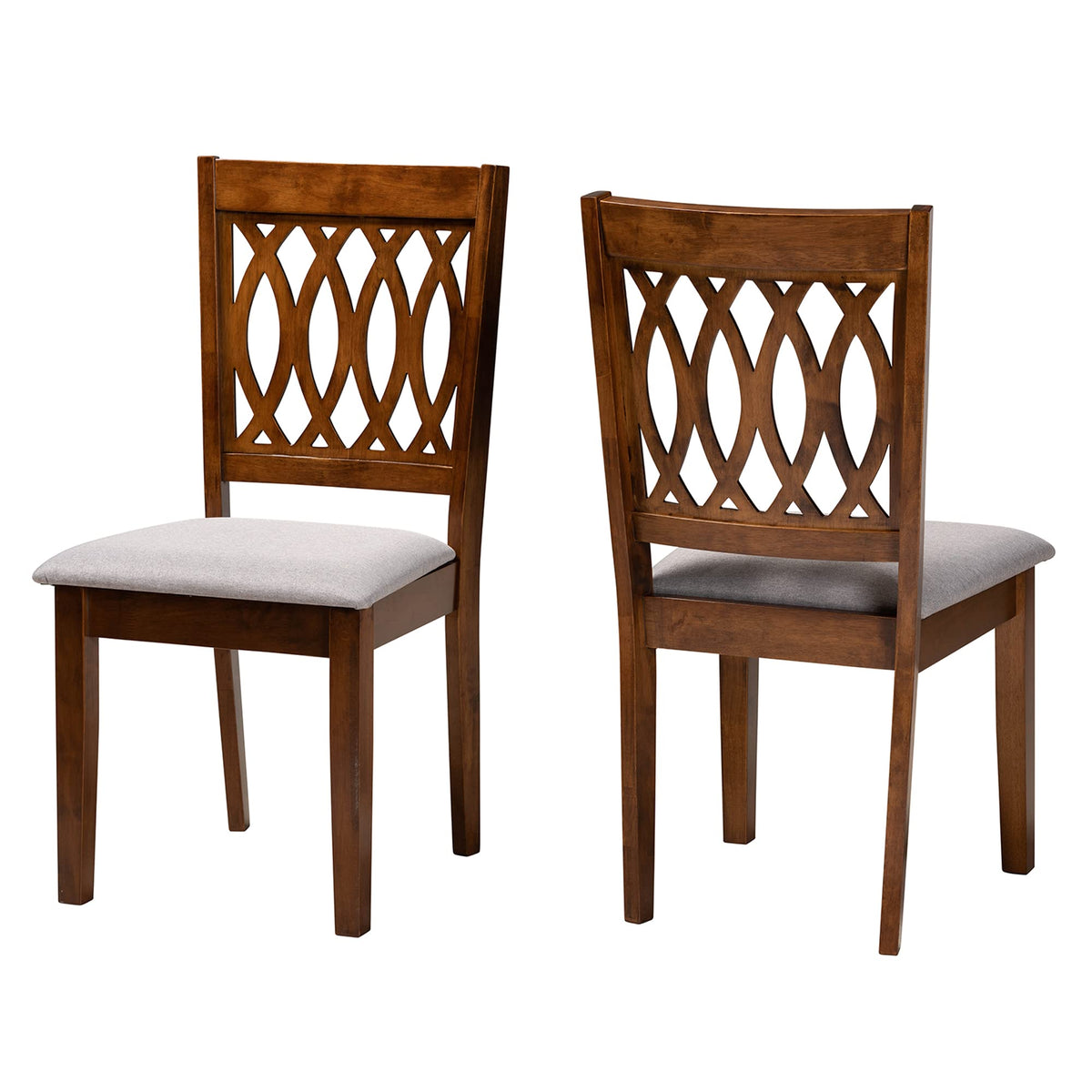 Baxton Studio Florencia Dining Chairs, Set of 2, Grey/Walnut Brown