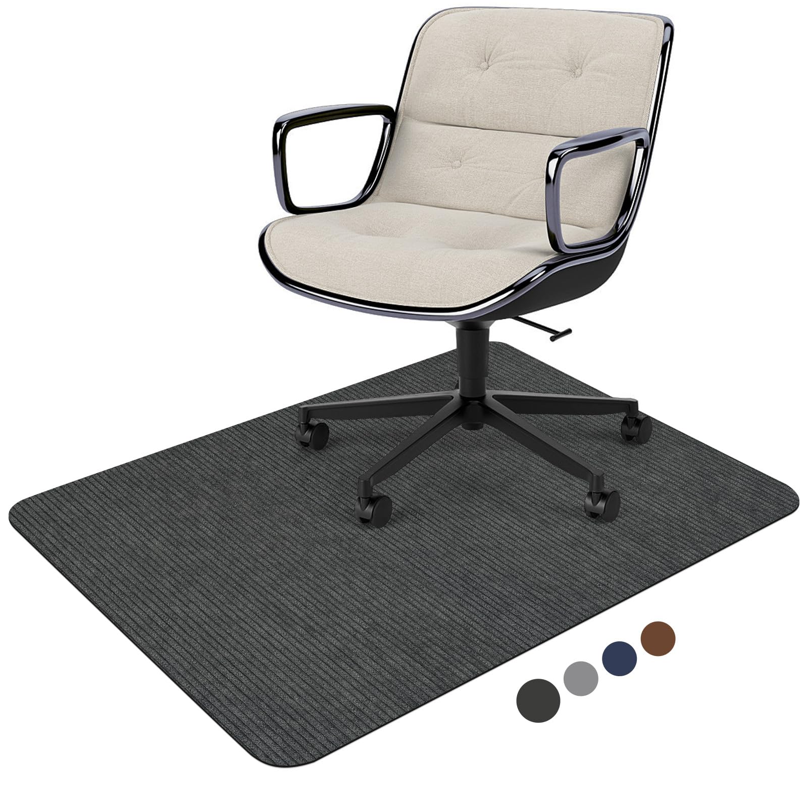 Placoot Desk Chair Mat For Hardwood Floor Corduroy Surface 55'X35' Office Chair Mat For Rolling Chairs,Large Anti-Slip Backing Under Desk Low-Pile Office Rug Floor Mat For Office/Home