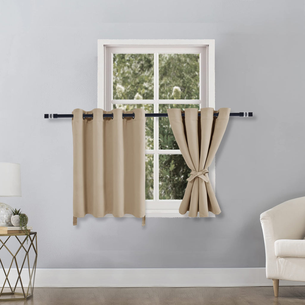 Hiasan Rv Blackout Curtains For Bedroom, 52 X 30 Inches Long - Thermal Insulated & Energy Saving Window Curtains For Living Room, 2 Drape Panels Sewn With Tiebacks, Greyish White