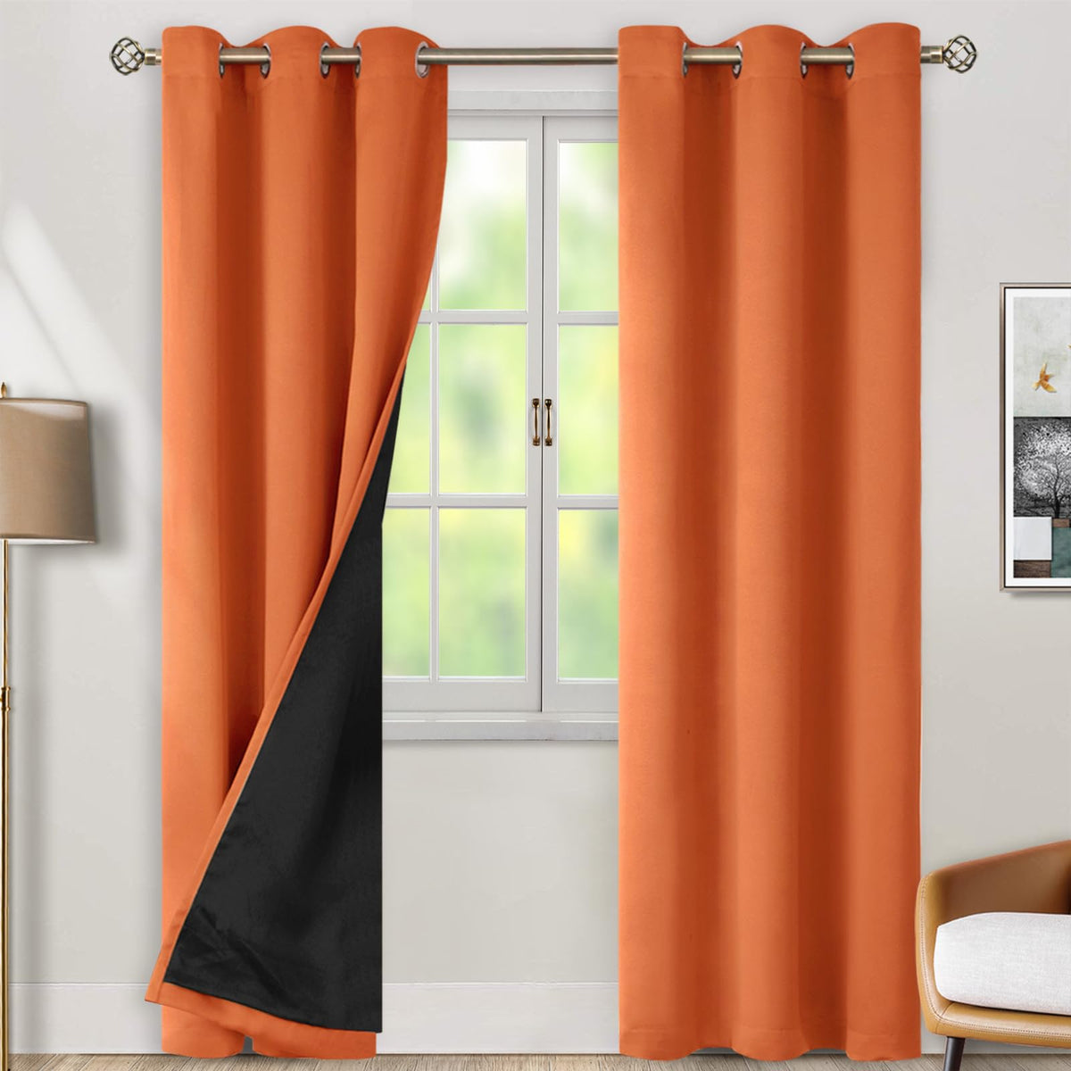 Bgment Thermal Insulated 100% Blackout Curtains 84 Inch Length 2 Panels, Total Light Blocking Curtains For Bedroom, Grommet Wind